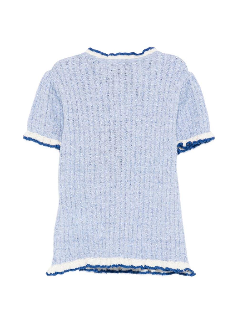 T-shirt per bambina Etro Kids blu con ricamo Pegaso sul davanti - Rubino Kids