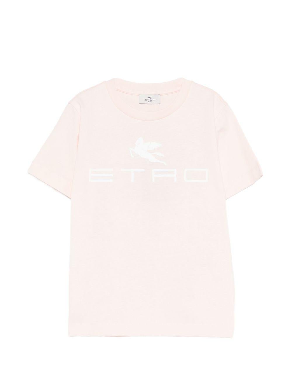 T-shirt per bambina Etro Kids rosa con stampa logo - Rubino Kids