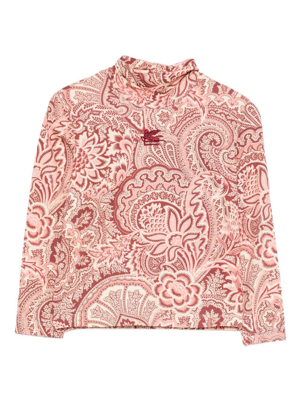 T-shirt per bambina ETRO KIDS rosa con stampa paisley - Rubino Kids