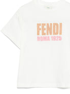 T-shirt per bambina Fendi Kids bianca con logo ricamato - Rubino Kids