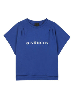 T-shirt per bambina Givenchy Kids blu con logo sul davanti
