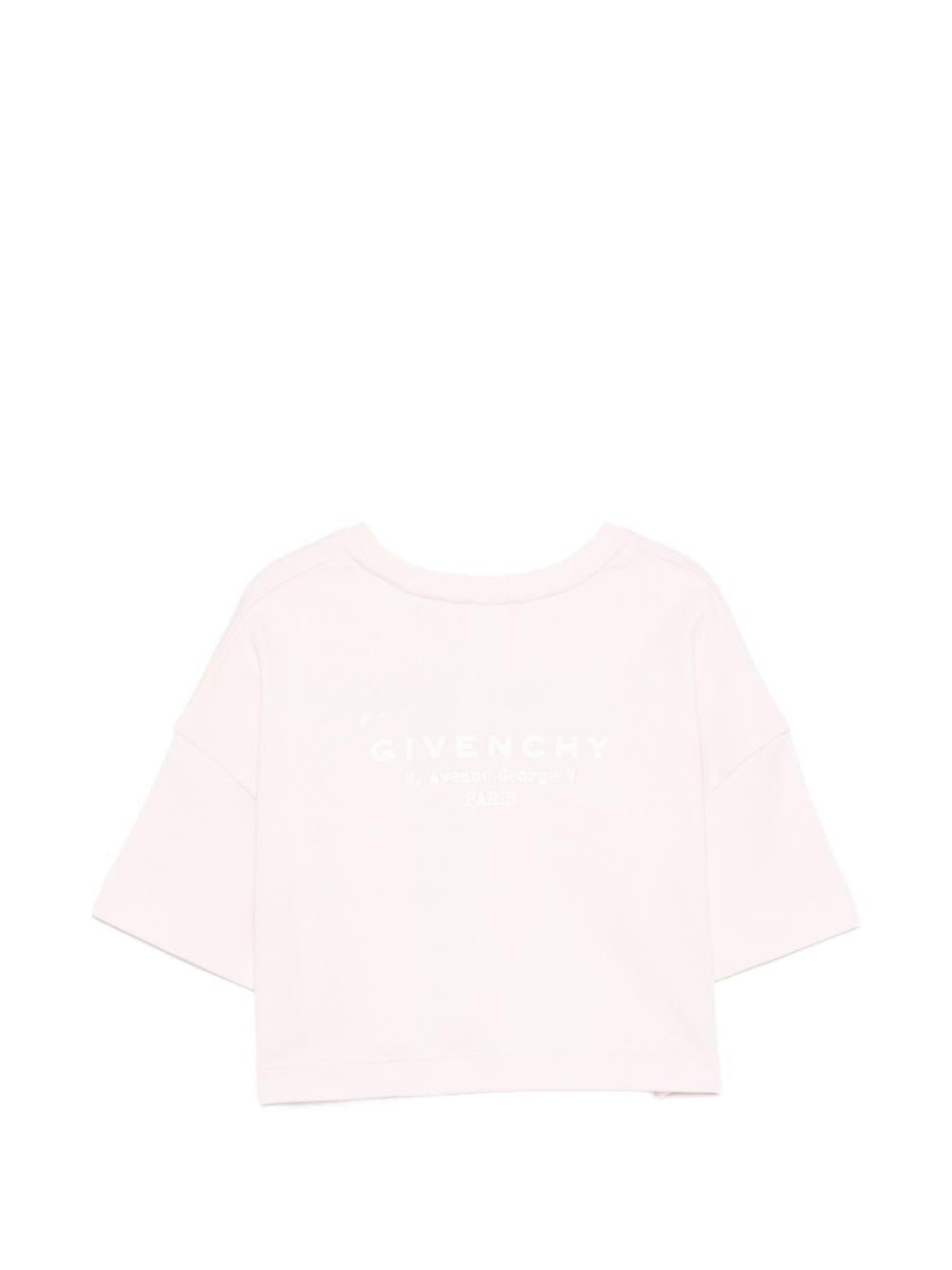 T-shirt per bambina Givenchy Kids rosa con logo sul davanti - Rubino Kids