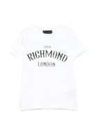 T-shirt per bambina John Richmond Junior bianca con dettaglio logo - Rubino Kids
