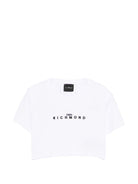 T-shirt per bambina John Richmond Junior bianca modello crop - Rubino Kids