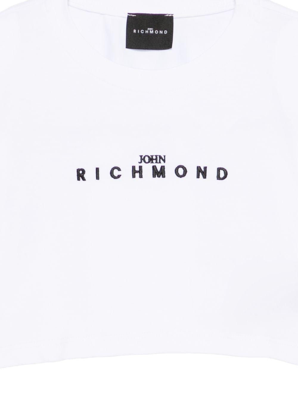 T-shirt per bambina John Richmond Junior bianca modello crop - Rubino Kids