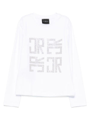 John Richmond Junior white T-shirt for girls with rhinestone decoration