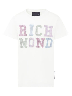 John Richmond Junior Girls' White Logo T-Shirt with Straight Hem