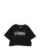 T-shirt per bambina John Richmond Junior nera modello crop - Rubino Kids