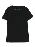 T-shirt per bambina John Richmond Junior nero con logo e orlo dritto - Rubino Kids