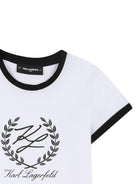 T-shirt per bambina Karl Lagerfeld Kids bianca con logo sul davanti - Rubino Kids