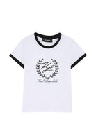 T-shirt per bambina Karl Lagerfeld Kids bianca con logo sul davanti - Rubino Kids