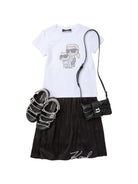 T-shirt per bambina Karl Lagerfeld Kids bianco con dettaglio logo - Rubino Kids