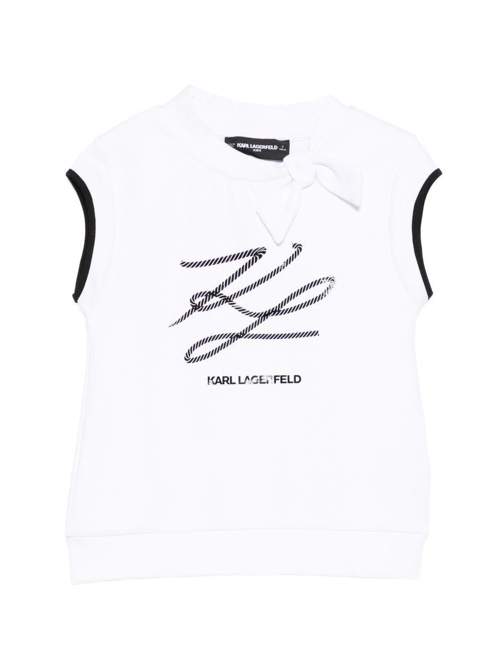 T-shirt per bambina Karl Lagerfeld Kids bianco con fiocco - Rubino Kids