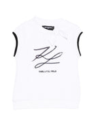 T-shirt per bambina Karl Lagerfeld Kids bianco con fiocco - Rubino Kids