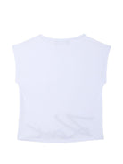 T-shirt per bambina Karl Lagerfeld Kids bianco con scritta sul davanti - Rubino Kids