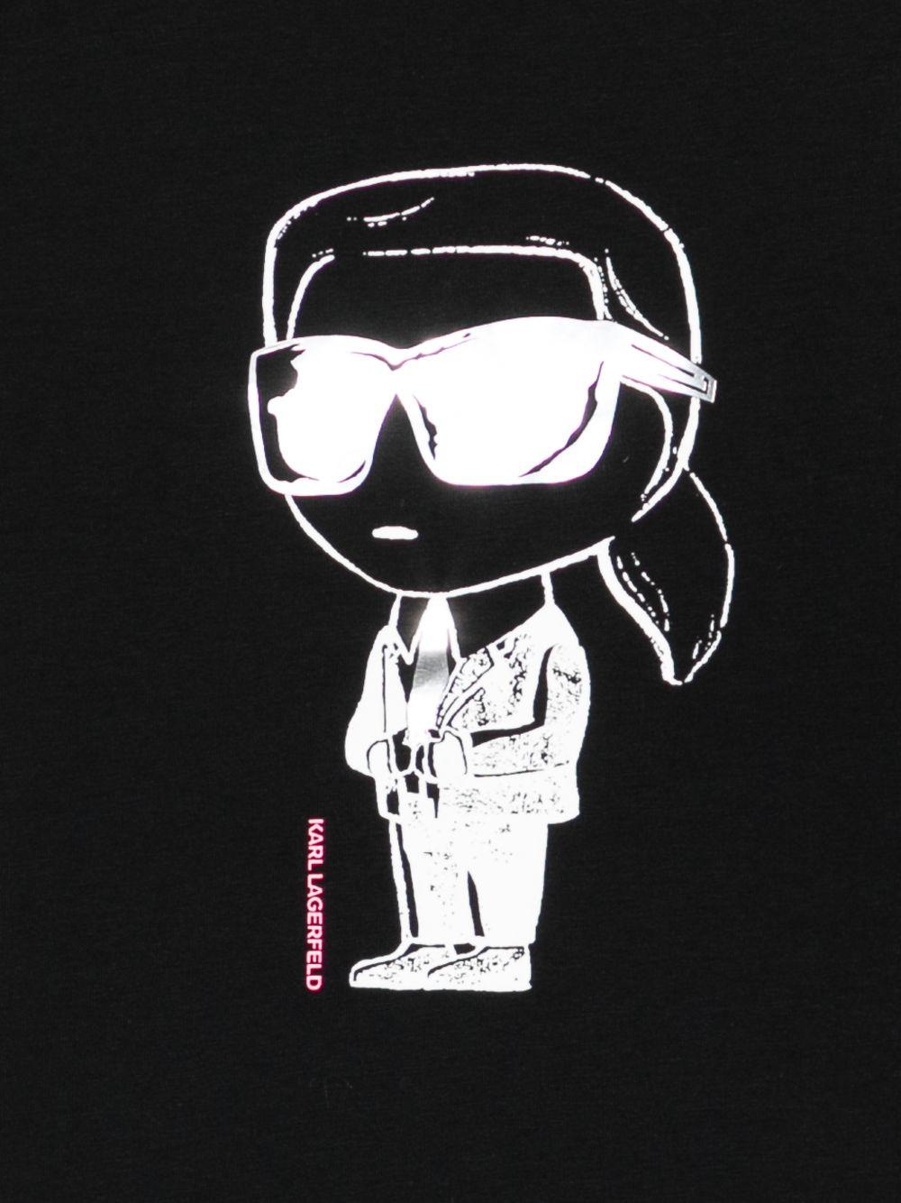 T-shirt per bambina Karl Lagerfeld Kids nera con dettaglio grafico - Rubino Kids