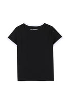 T-shirt per bambina Karl Lagerfeld Kids nera con logo sul davanti - Rubino Kids
