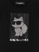 T-shirt per bambina Karl Lagerfeld Kids nero con dettaglio logo - Rubino Kids