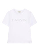 T-shirt per bambina Lanvin Enfant bianca con logo sul davanti - Rubino Kids