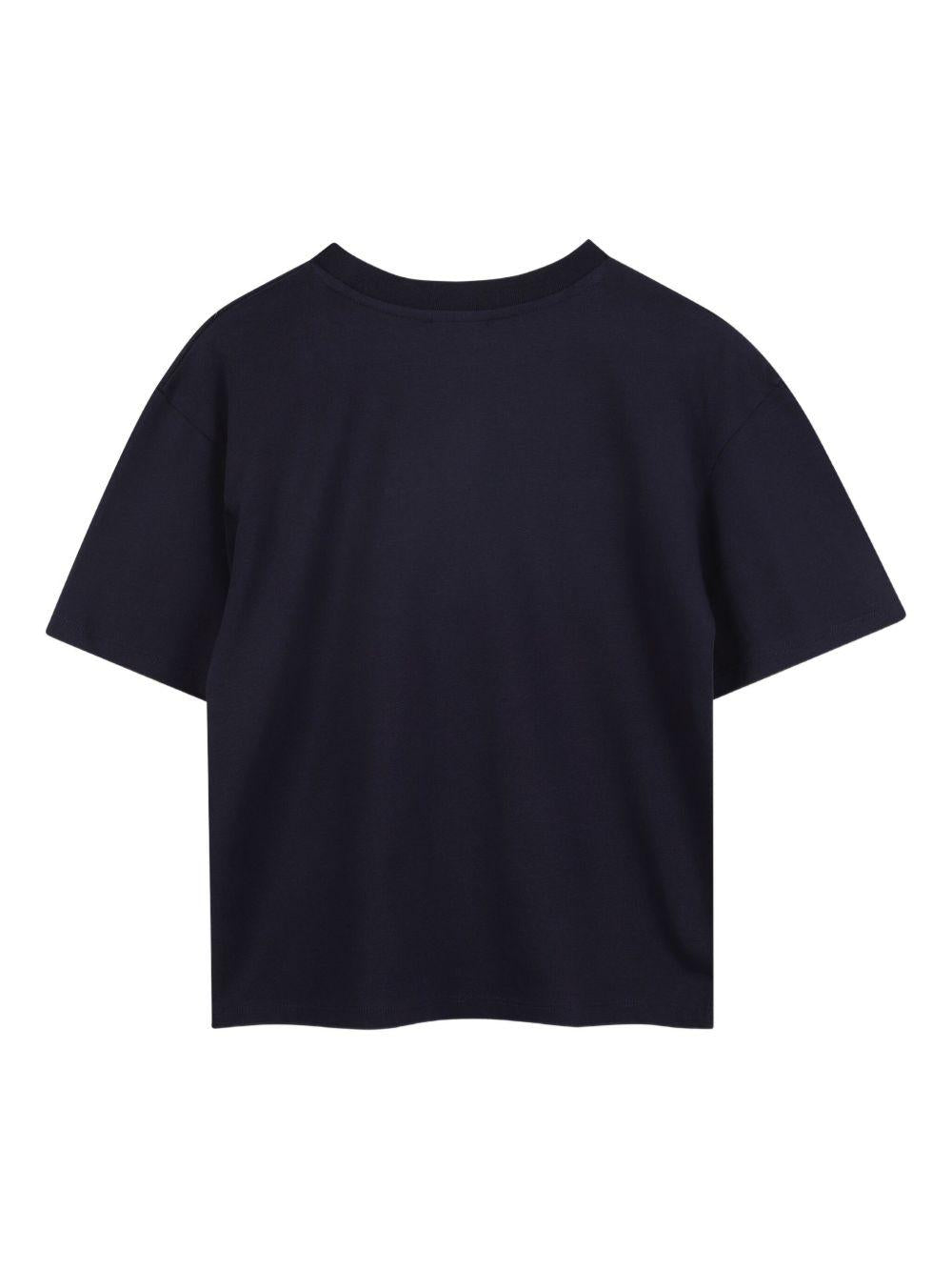 T-shirt per bambina Marc Jacobs Kids blu con ricamo a fiori e scritta con logo - Rubino Kids