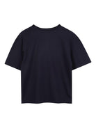 T-shirt per bambina Marc Jacobs Kids blu con ricamo a fiori e scritta con logo - Rubino Kids