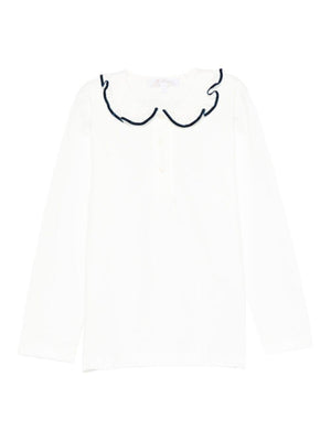 Mariella Ferrari white T-shirt for girls with blue trim