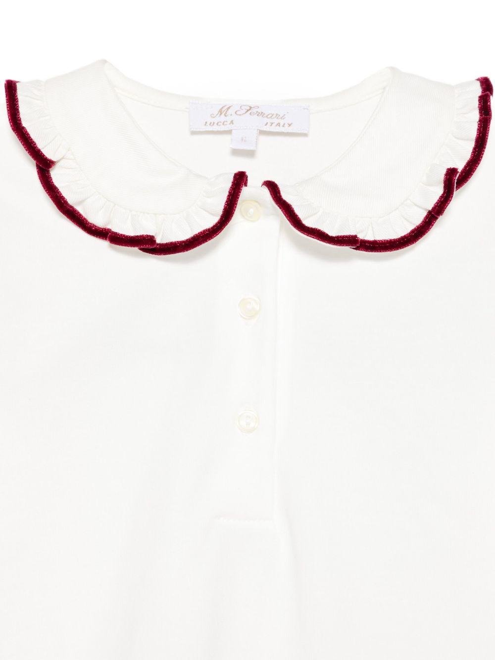 T-shirt per bambina Mariella Ferrari bianco con rifiniture bordeaux - Rubino Kids