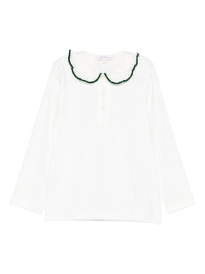 Mariella Ferrari white T-shirt for girls with green trim