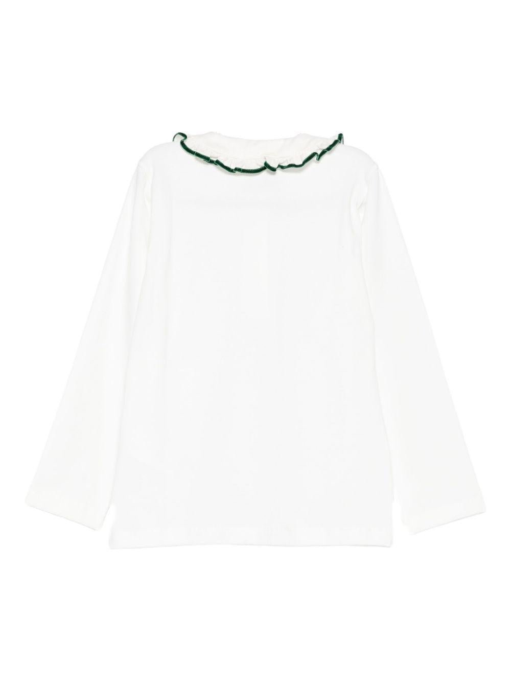 T-shirt per bambina Mariella Ferrari bianco con rifiniture verdi - Rubino Kids