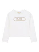 T-shirt per bambina Michael Kors Kids bianca con dettaglio logo - Rubino Kids