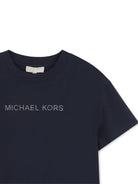 T-shirt per bambina Michael Kors Kids blu con stampa logo - Rubino Kids