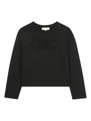 Michael Kors Kids Black Logo Detail T-Shirt for Girls