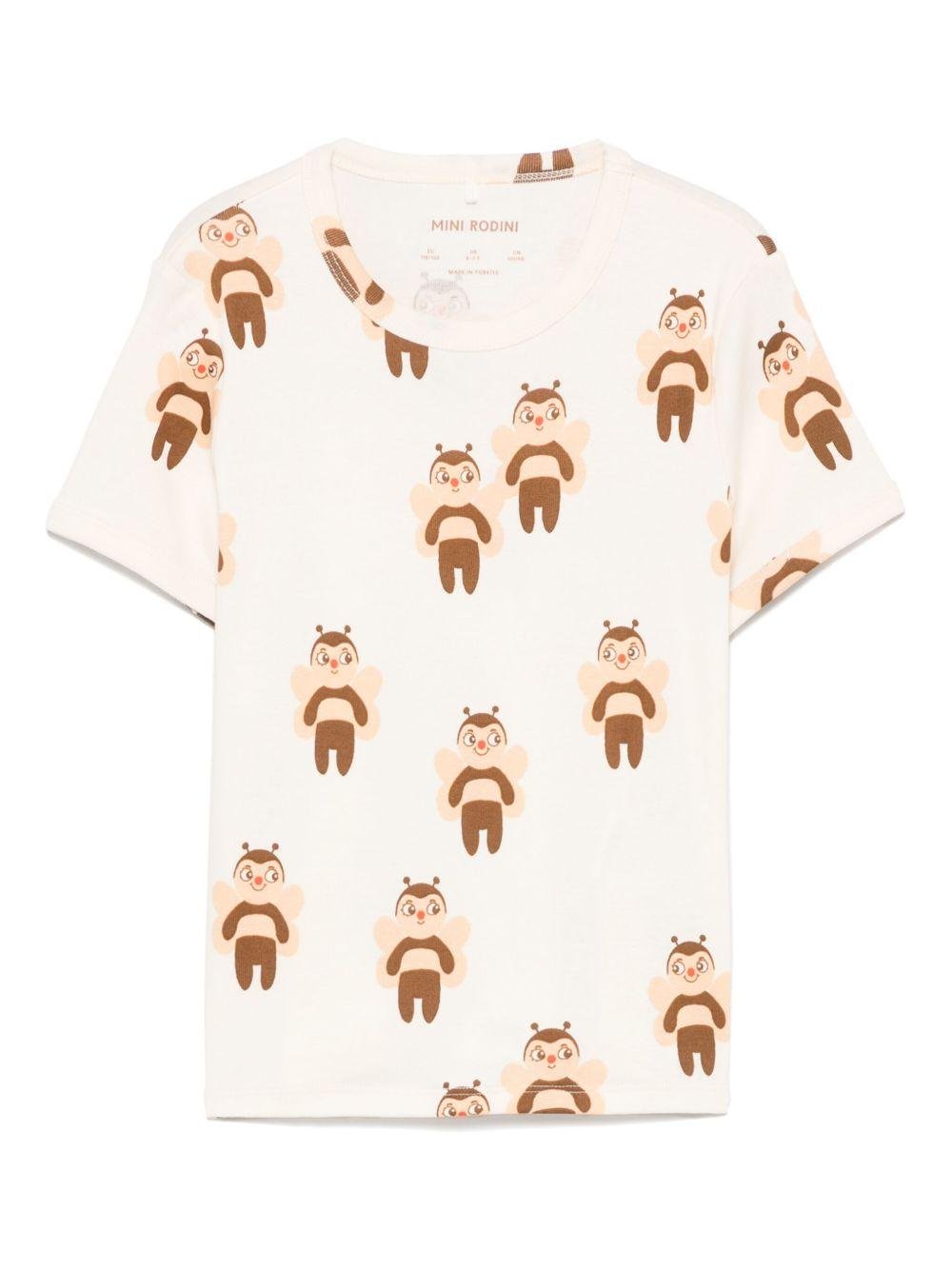 T-shirt per bambina Mini Rodini beige con stampa grafica - Rubino Kids