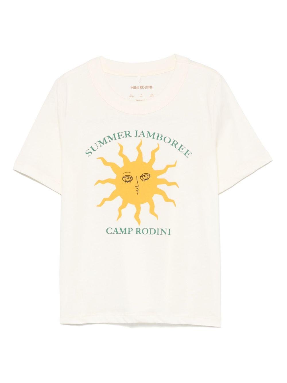 T-shirt per bambina Mini Rodini beige con stampa sole - Rubino Kids