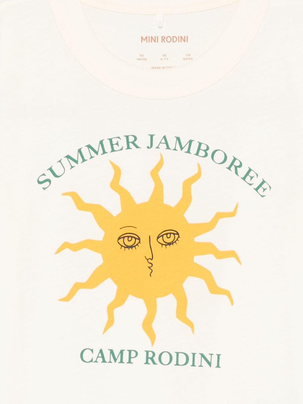 T-shirt per bambina Mini Rodini beige con stampa sole - Rubino Kids