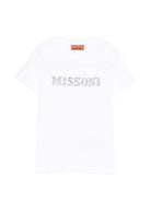 T-shirt per bambina Missoni Kids bianca con stampa logo<BR/> - Rubino Kids