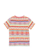 T-shirt per bambina Missoni Kids multicolore con motivo a zig zag - Rubino Kids
