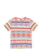 T-shirt per bambina Missoni Kids multicolore con motivo a zig zag - Rubino Kids