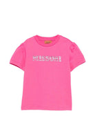 T-shirt per bambina Missoni Kids rosa con logo decorato - Rubino Kids