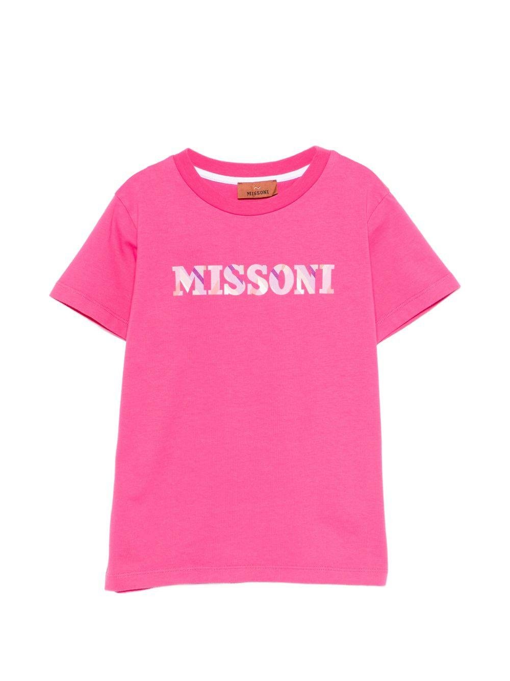 T-shirt per bambina Missoni Kids rosa con logo - Rubino Kids
