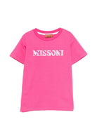 T-shirt per bambina Missoni Kids rosa con logo - Rubino Kids