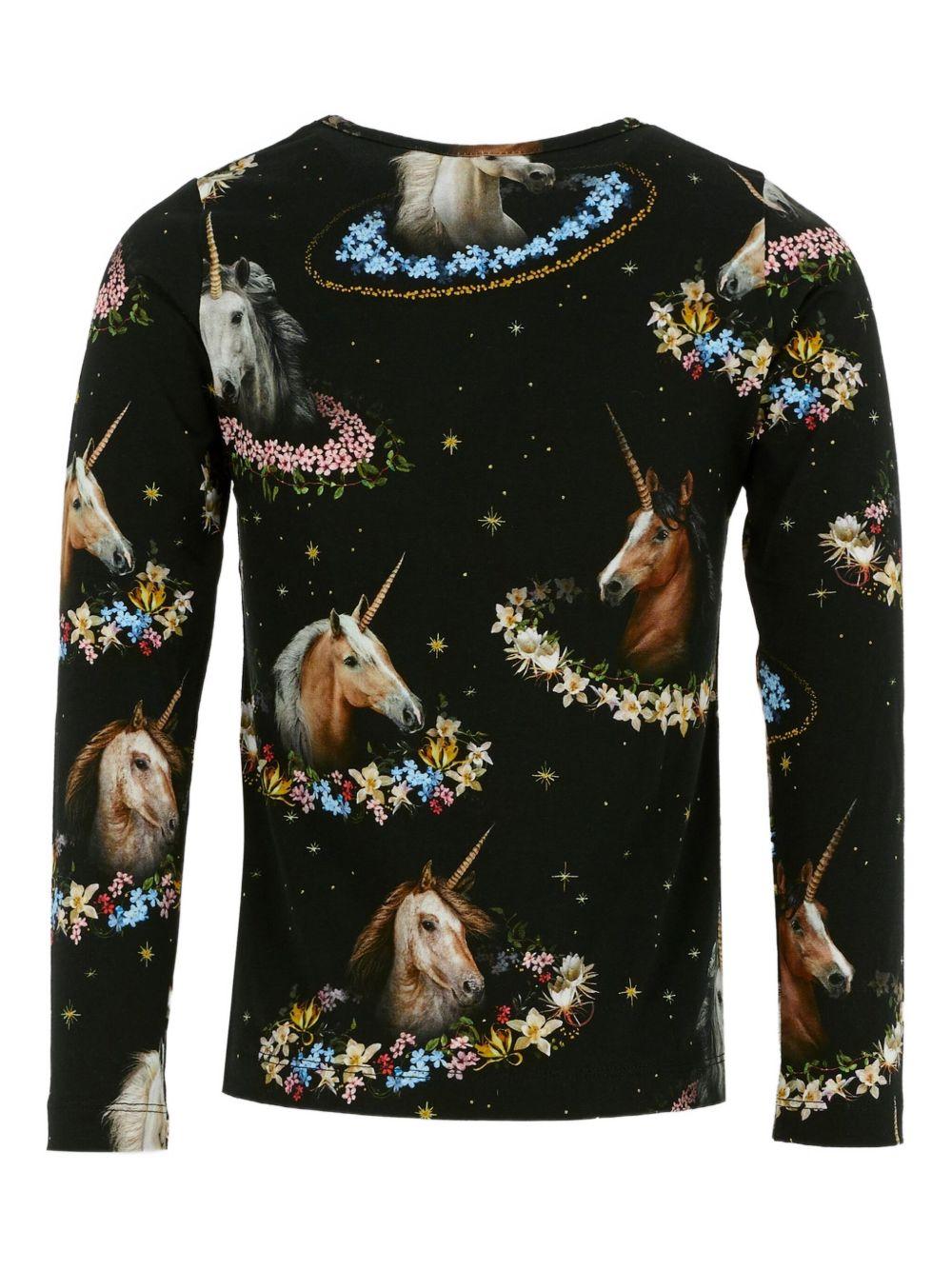 T-shirt per bambina Molo nera con stampa unicorno - Rubino Kids