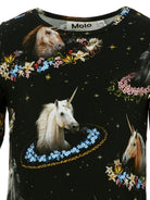 T-shirt per bambina Molo nera con stampa unicorno - Rubino Kids