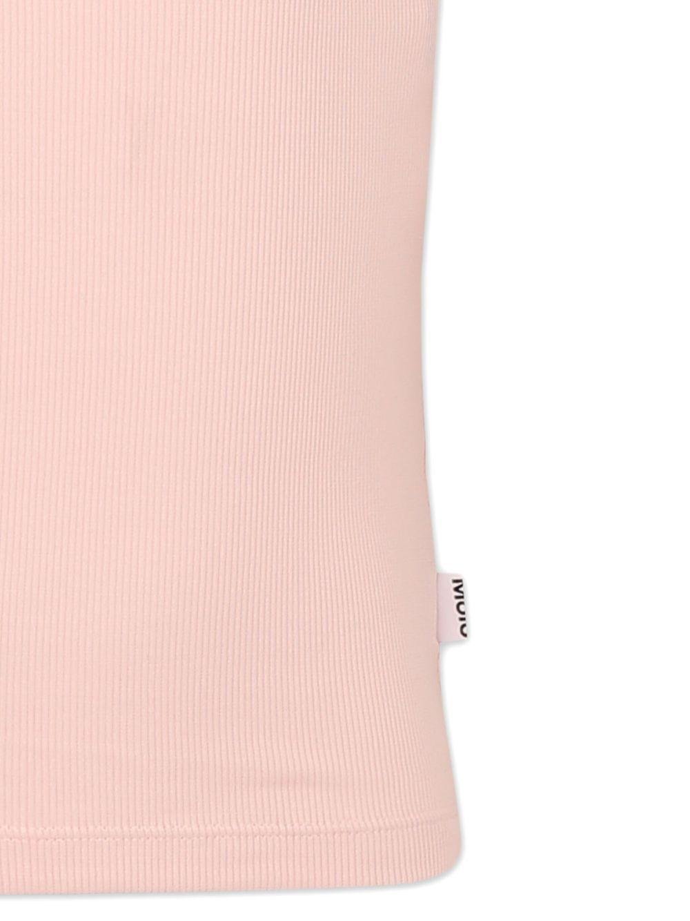 T-shirt per bambina Molo rosa a coste con rifinitura con ruches - Rubino Kids