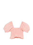 T-shirt per bambina Molo rosa con corpetto arricciato - Rubino Kids