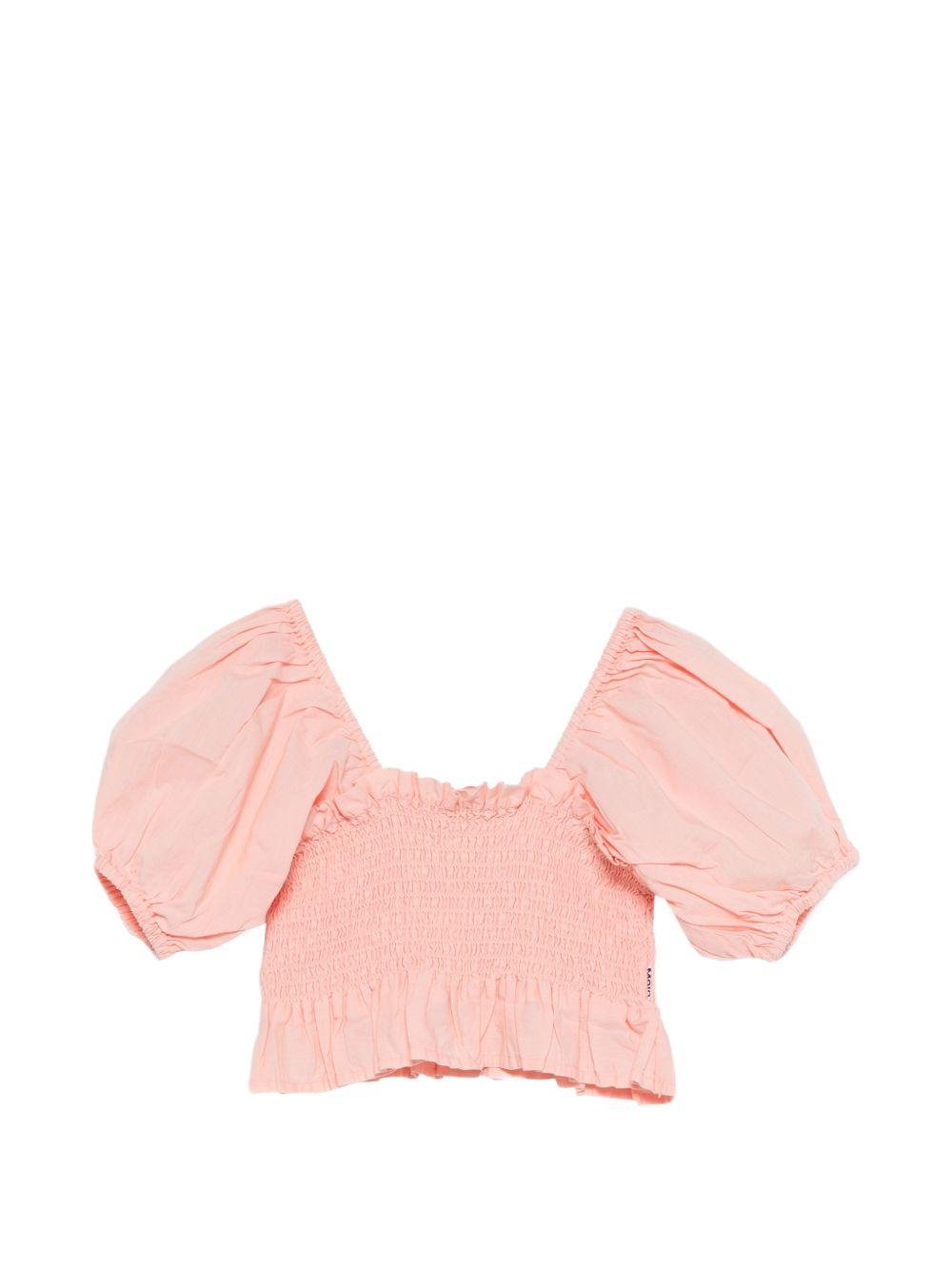 T-shirt per bambina Molo rosa con corpetto arricciato - Rubino Kids