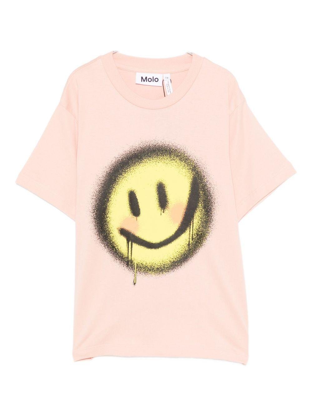 T-shirt per bambina Molo rosa con stampa smiley - Rubino Kids