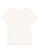 T-shirt per bambina Moncler Enfant beige chiaro con stampa logo - Rubino Kids