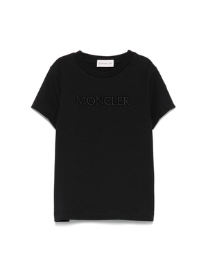 Moncler Enfant girls' black T-shirt with embossed logo and sleeve patch
