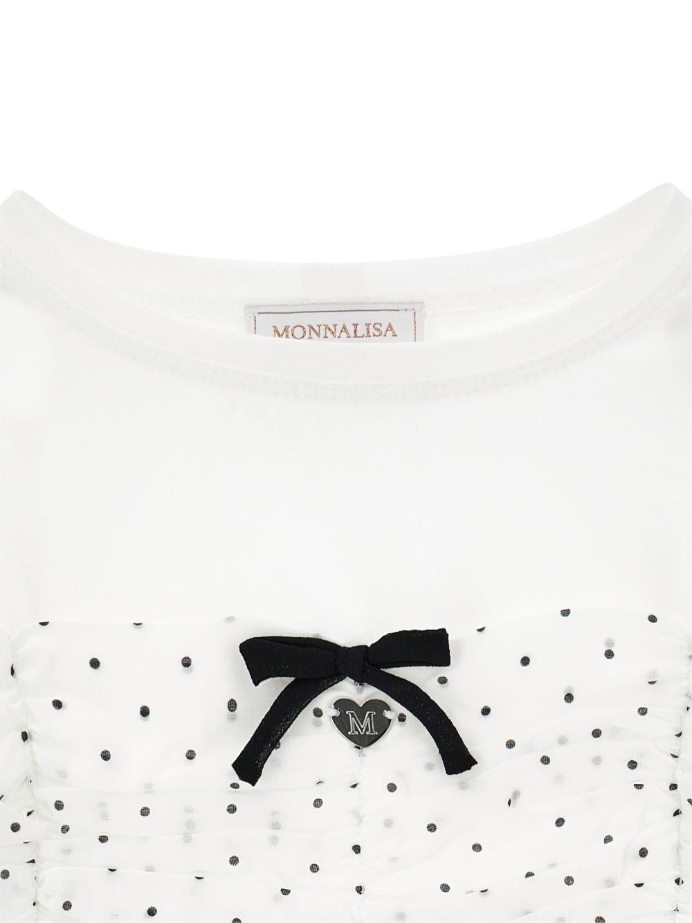 T-shirt per bambina Monnalisa bianca a pois - Rubino Kids